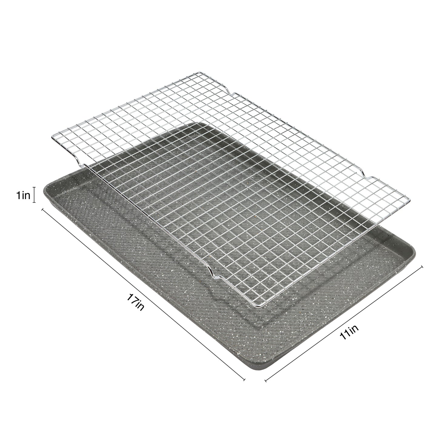 David Burke Large Cookie Sheet Pan and Cooling Rack - Speckle Grey