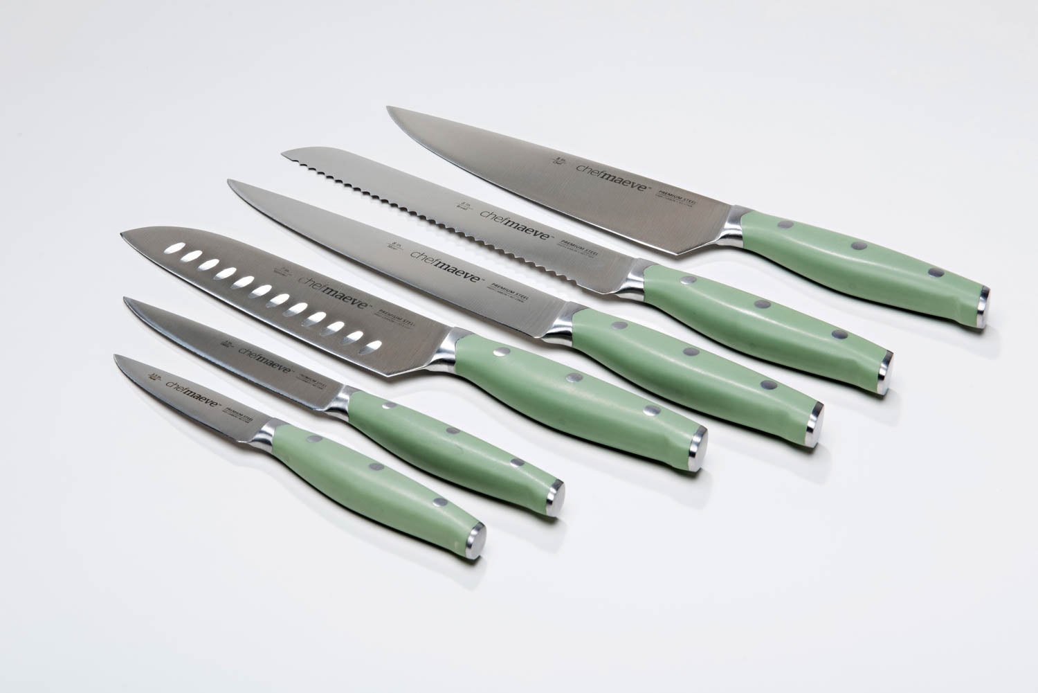 Chef Maeve 7 Piece Knife Set in Green