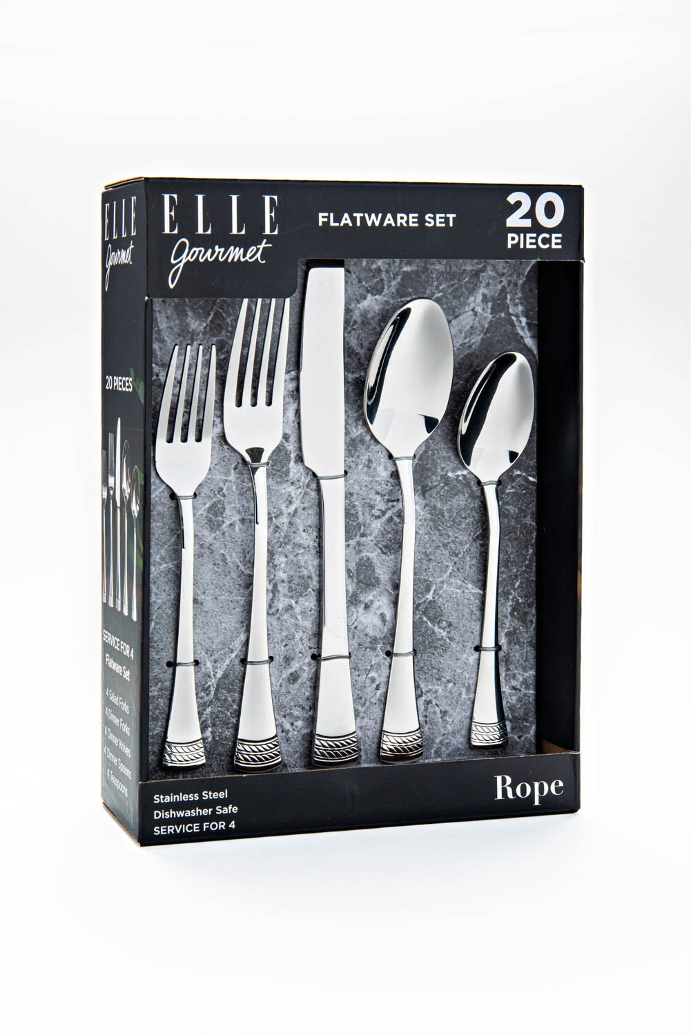 ELLE Gourmet 20 Piece Rope Flatware Set
