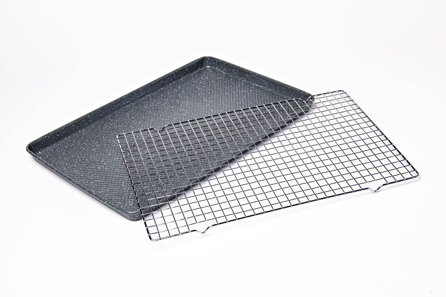 David Burke Large Cookie Sheet Pan and Cooling Rack Speckle Grey