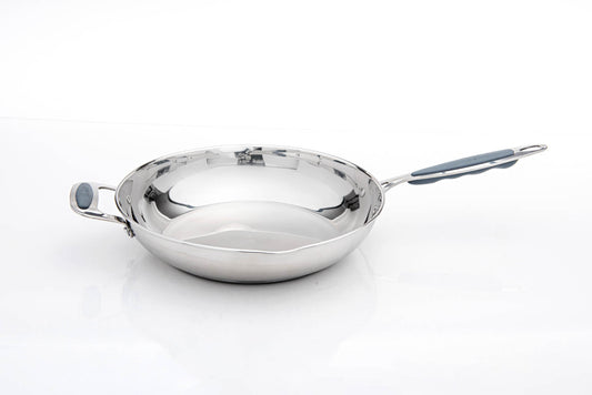 David Burke Stature 12 inch Fry Pan w/ Pour Spouts + Side Helper Handle