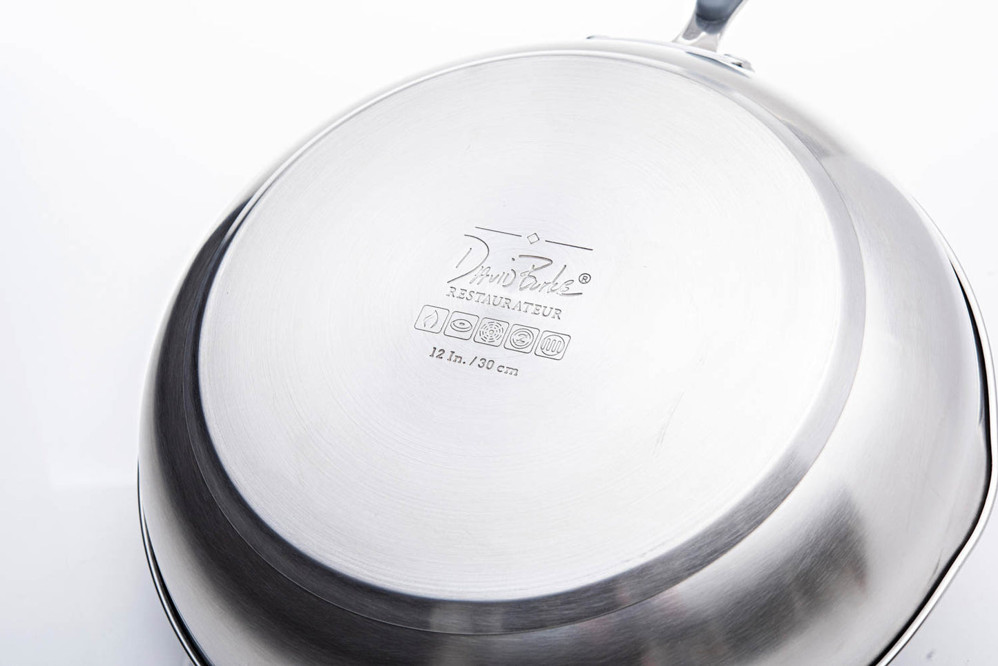 David Burke Stature 12 inch Fry Pan w/ Pour Spouts + Side Helper Handle