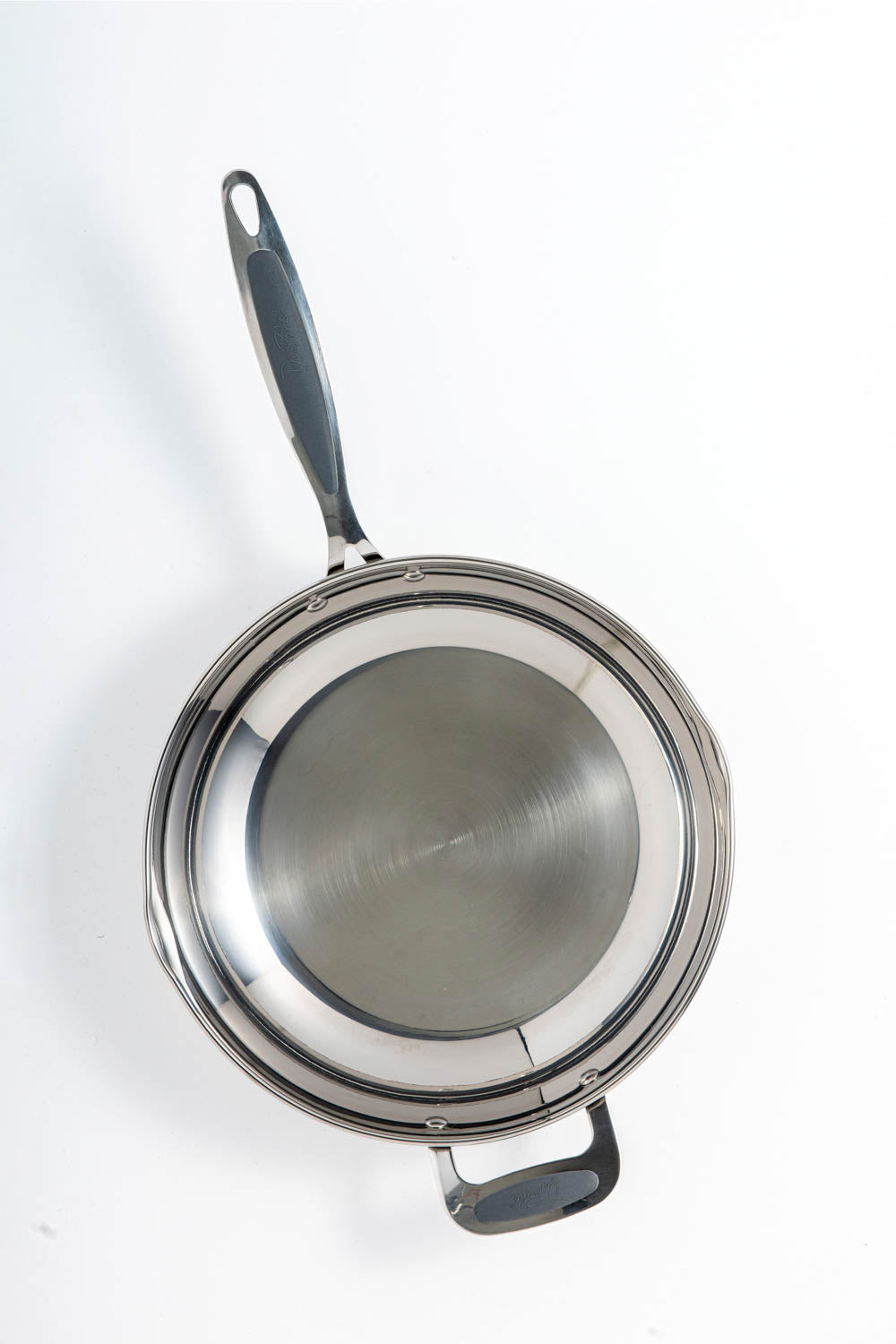 David Burke Stature 12 inch Fry Pan w/ Pour Spouts + Side Helper Handle