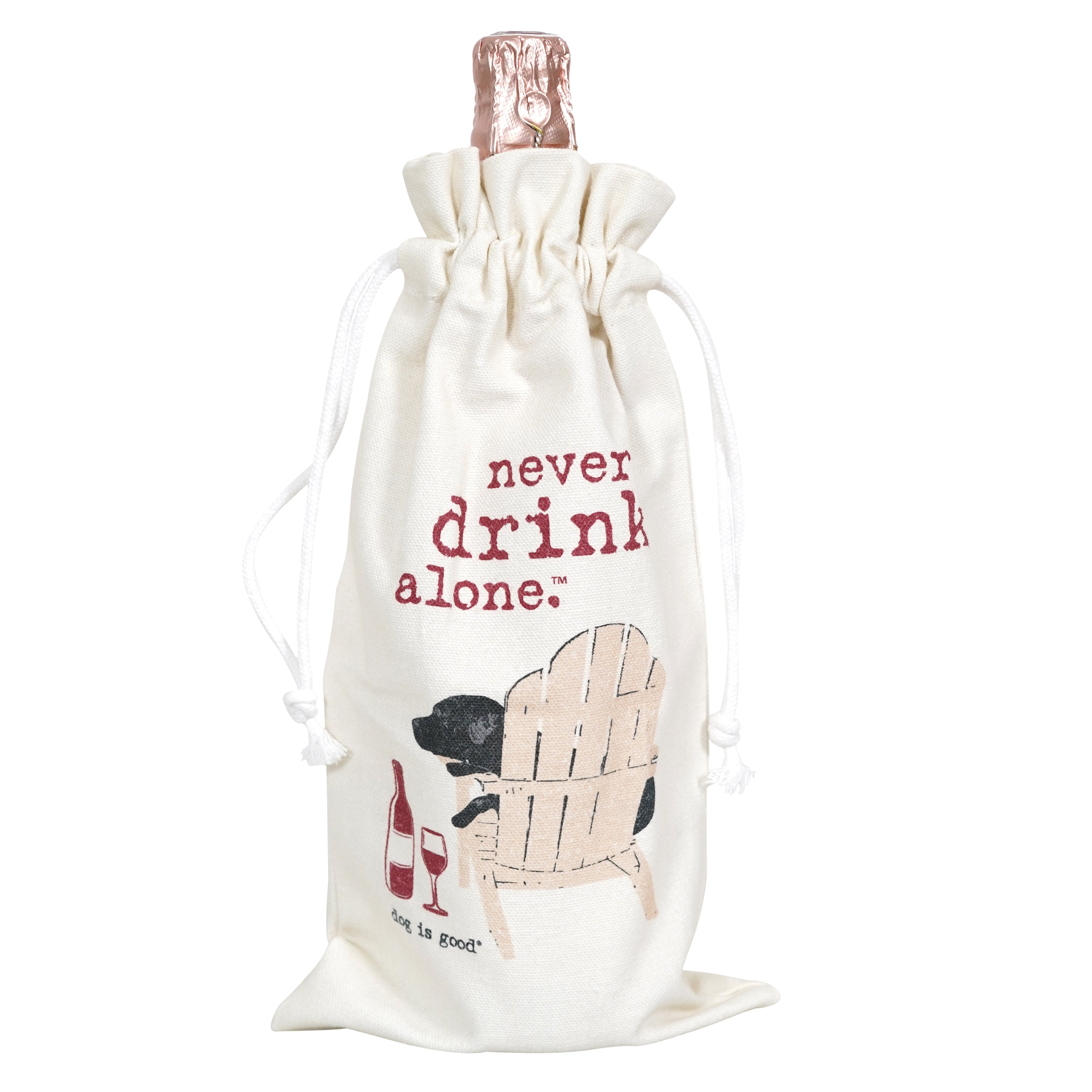 Never Drink Alone Wine Bag