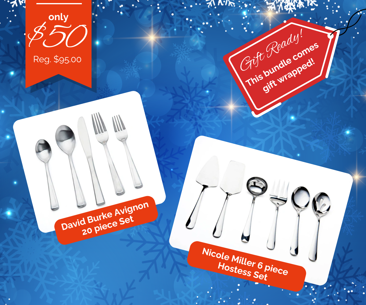 HOLIDAY GIFT BUNDLE! 20 Piece Flatware & 6 Piece Hostess Sets