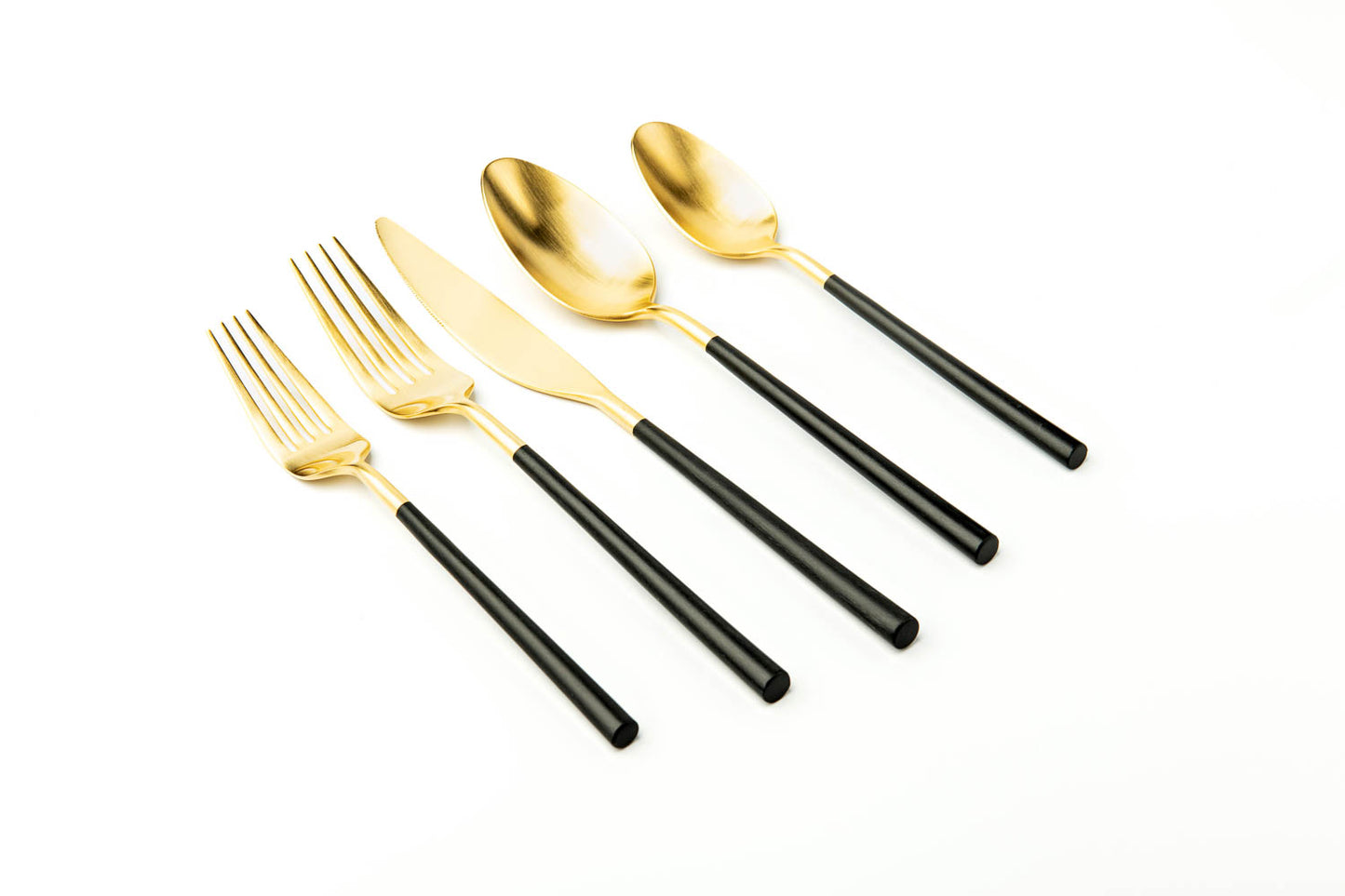House Beautiful Palm 5 Piece Flatware Set in Brushed Gold
