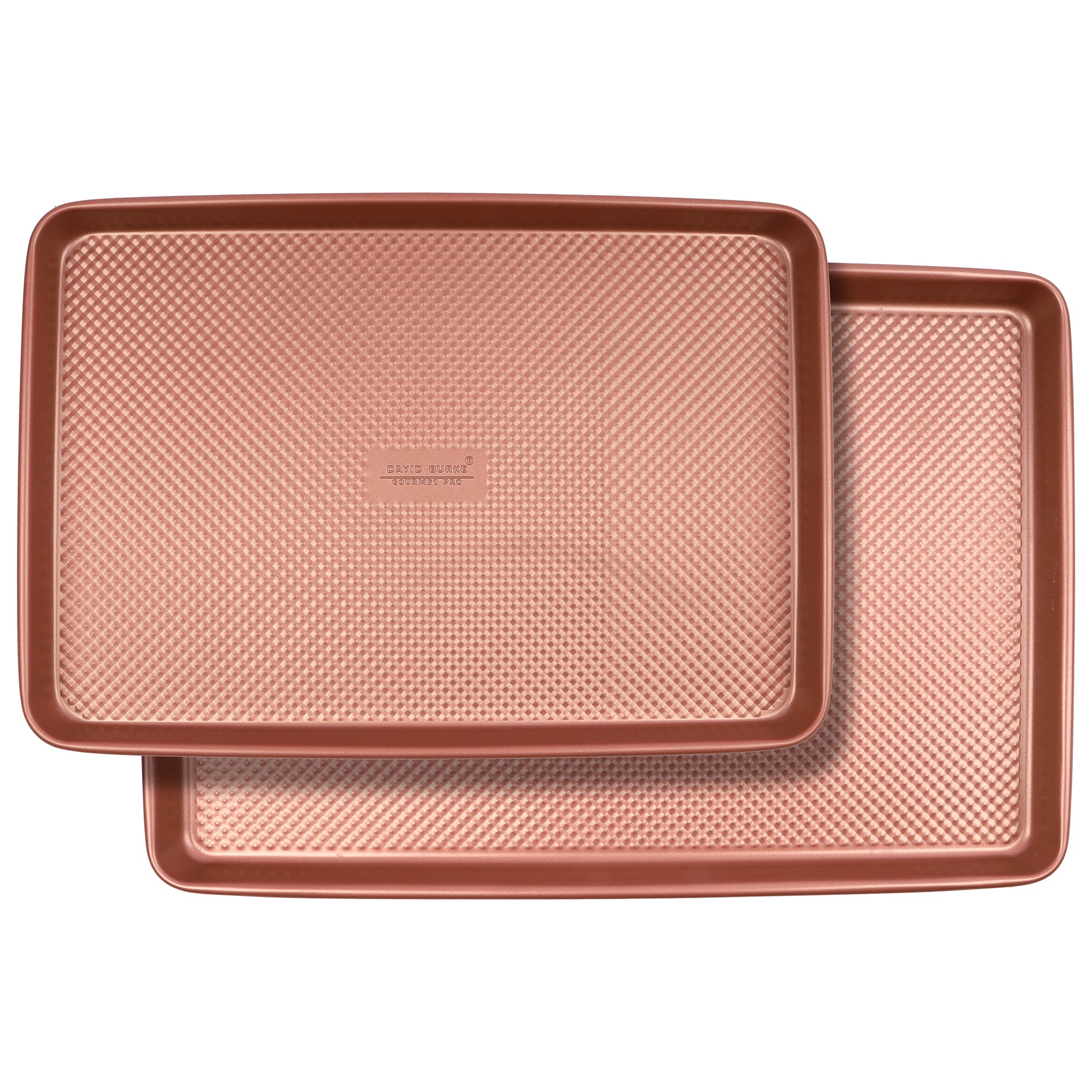 David Burke Set of 2 Cookie Sheets: 17in/15in - Rose Gold