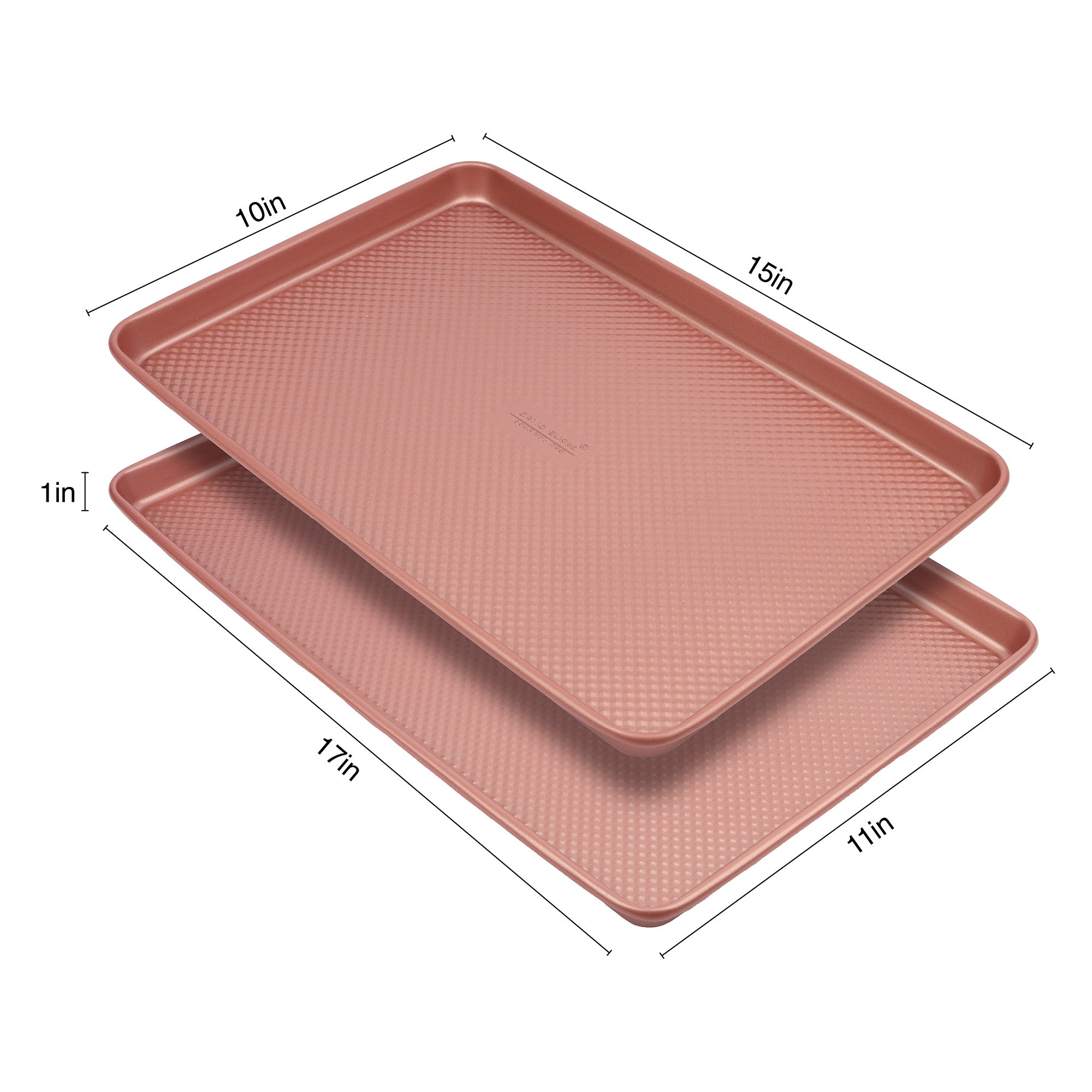 David Burke Set of 2 Cookie Sheets: 17in/15in - Rose Gold