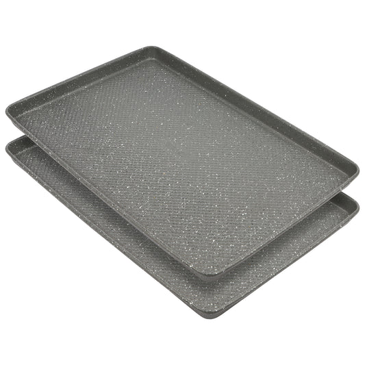 David Burke Set of 2 Cookie Sheets : 17in/17in - Speckled Gray