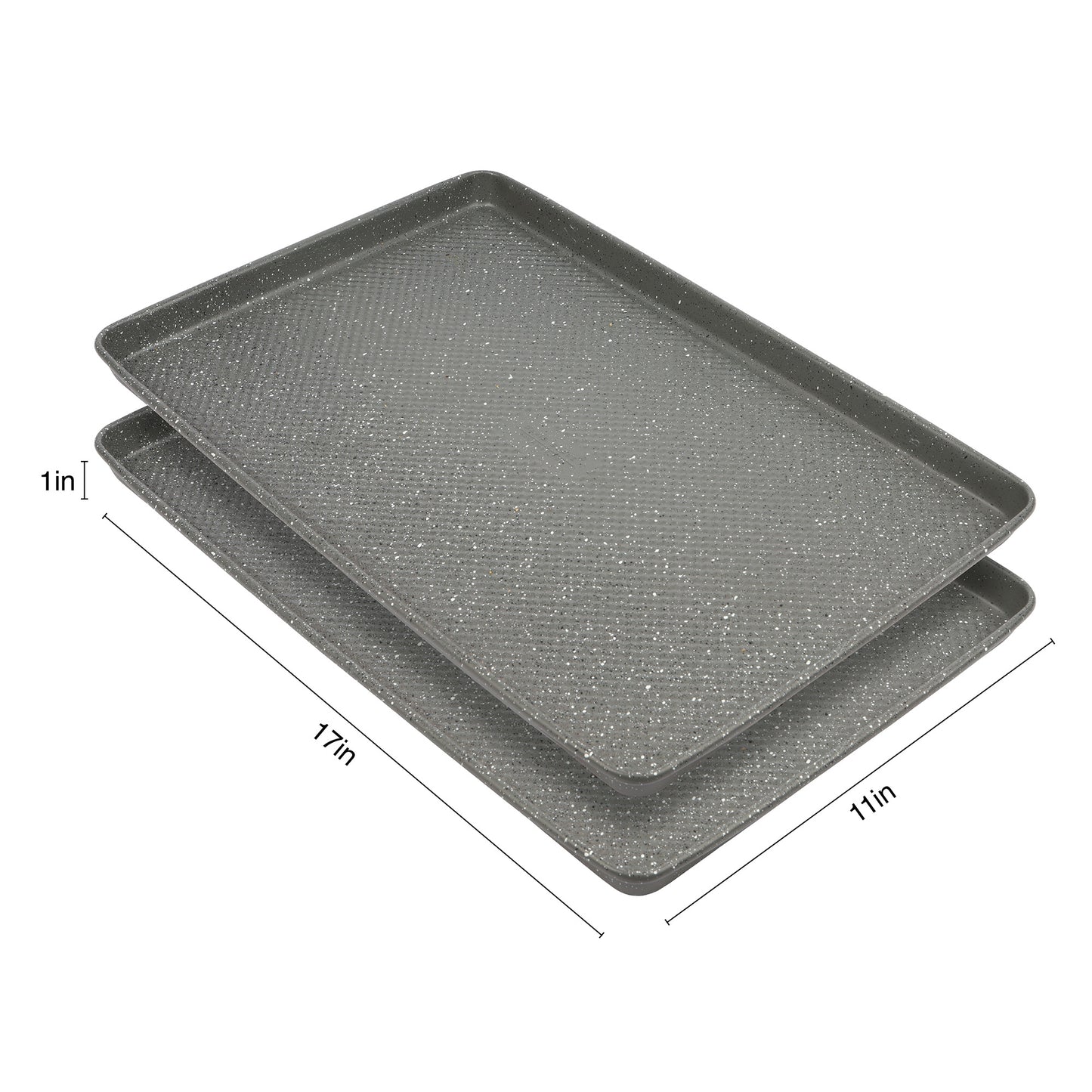 David Burke Set of 2 Cookie Sheets : 17in/17in - Speckled Gray
