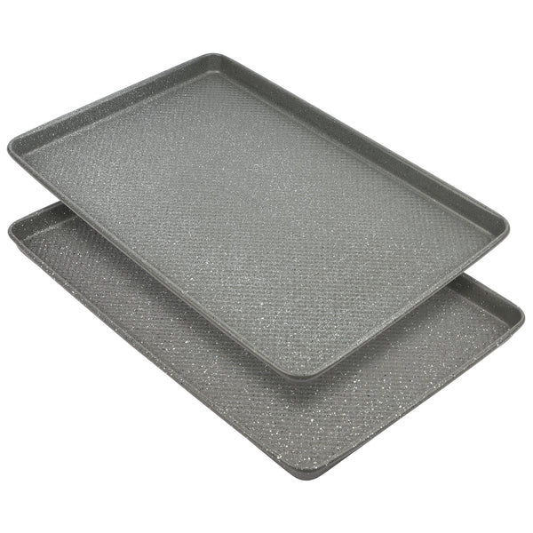 David Burke Set of 2 Cookie Sheets: 17in/15in - Speckled Gray