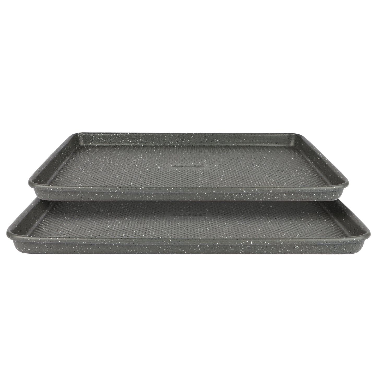David Burke Set of 2 Cookie Sheets: 17in/15in - Speckled Gray