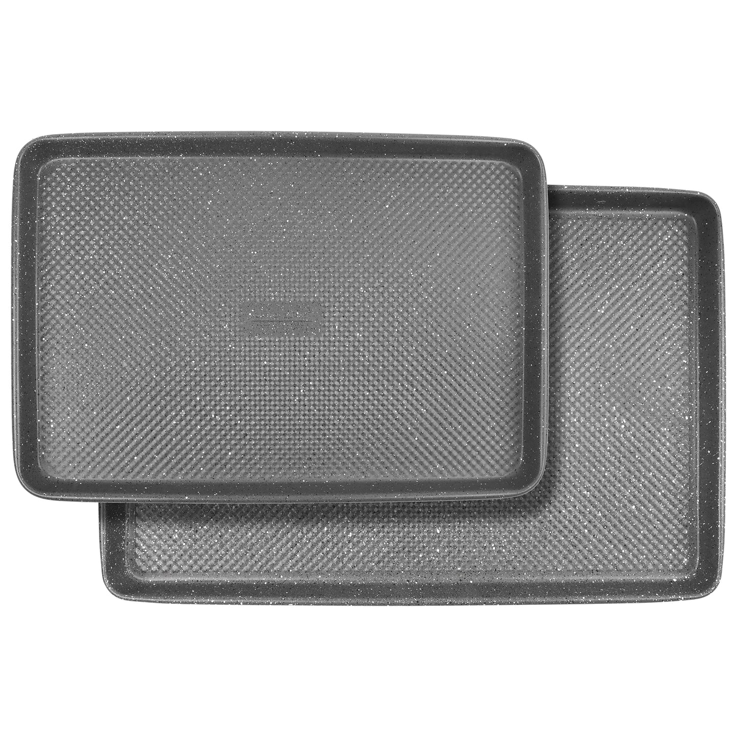 David Burke Set of 2 Cookie Sheets: 17in/15in - Speckled Gray