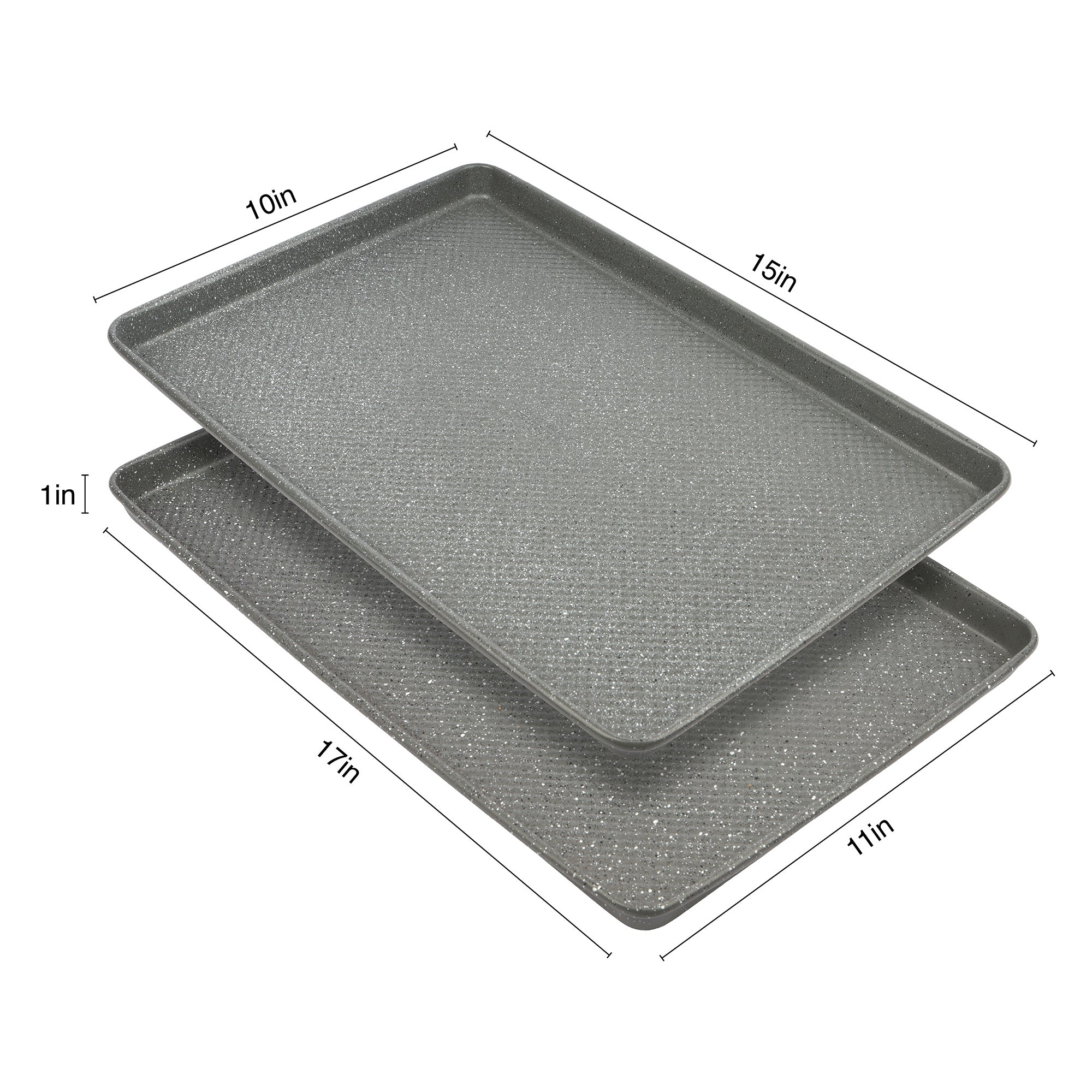 David Burke Set of 2 Cookie Sheets: 17in/15in - Speckled Gray