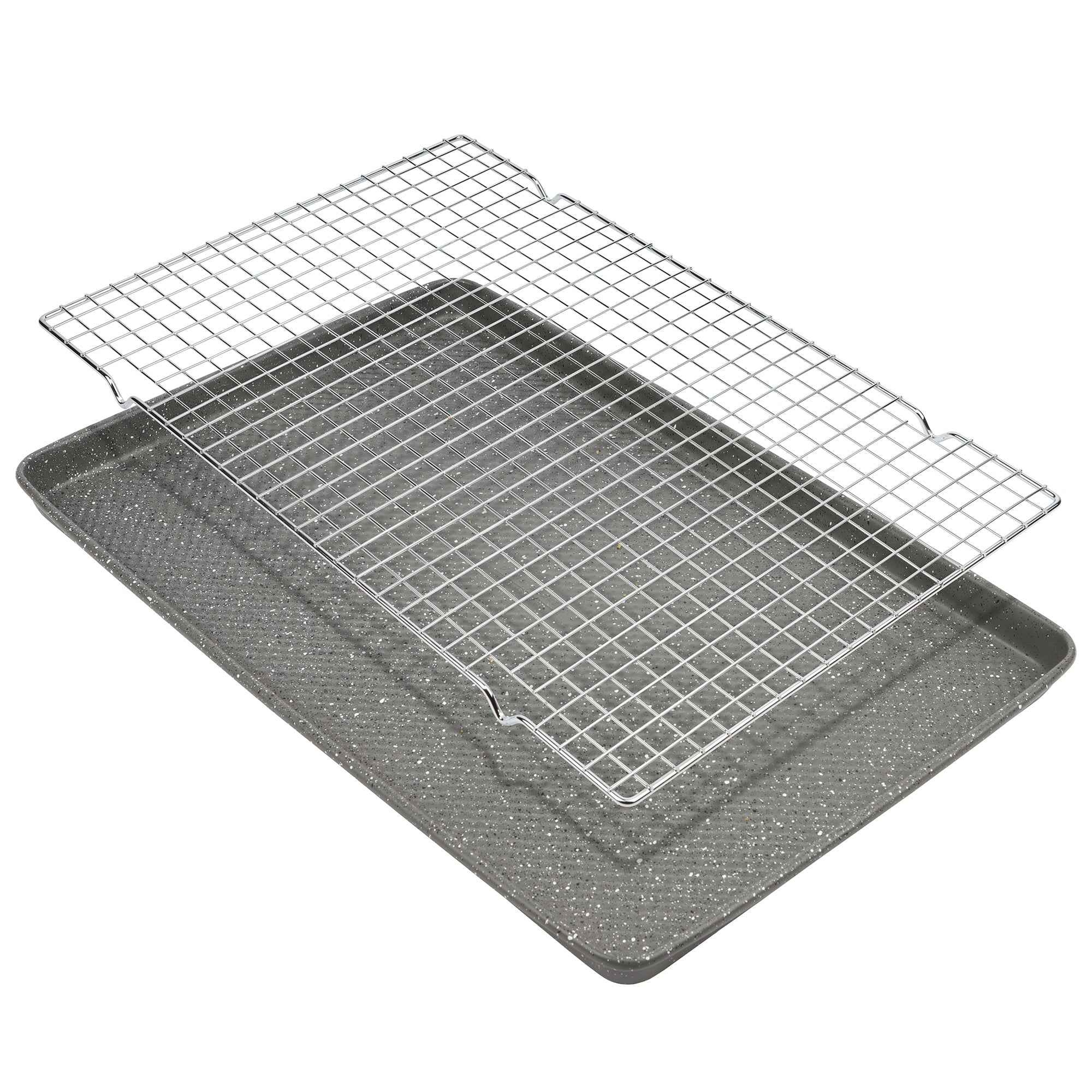 David Burke Large Cookie Sheet Pan and Cooling Rack - Speckle Grey