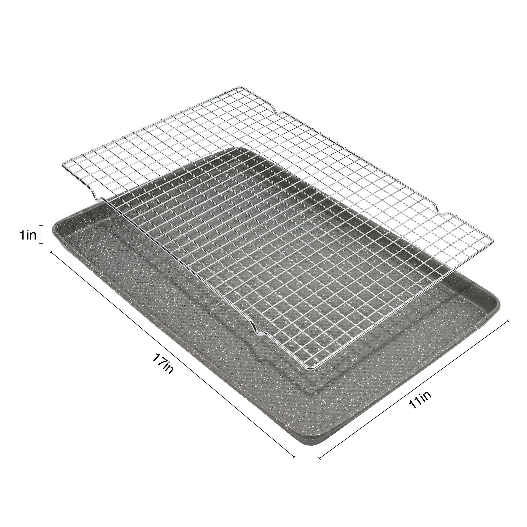 David Burke Large Cookie Sheet Pan and Cooling Rack - Speckle Grey